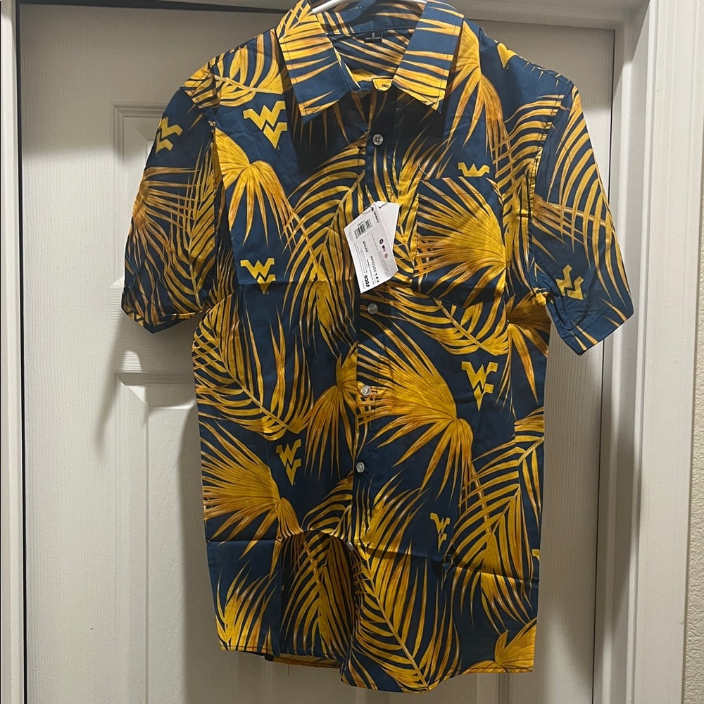 Men's WVU Navy and Gold Tropical Shirt. Brand new, never worn.